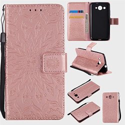 IVY Y3 7 Wallet Case Sun Flower Y5 Lite 2017 Pu Leather Cover Wallet Phone Case For Huawei Y3 2017 Y5 Lite 2017 - Rose Pink