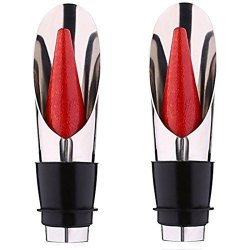 Bbolive 2-IN-1 Wine Stopper With Stainless Steel Pourer Set Of 2 Red