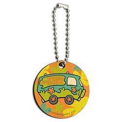 Scooby-doo The Mystery Machine Wood Wooden Round Keychain Key Chain Ring