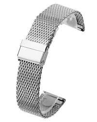Jsdde Stainless Steel Bracelet Wrist Watch Band Strap Replacement Thick Mesh Metal Strap Interlock Safety Clasp