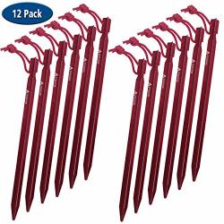 Soleader Tent Stakes Heavy Duty Tent Pegs 9 Inch Aluminum Utralight Extra Long For Camping Beach Hammock Tarp Shelter Cannopy 9 12 Pack