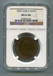 1898 Kruger Penny Ms61bn Ngc Graded Ms 61 Bn - Zuid Afrikaansche Republiek - Rare - Terrific Coin