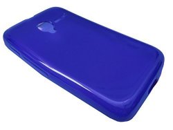 For Alcatel Onetouch Pixi Glitz A463BG Soft Tpu Crystal Skin Protective Case Phone Cover + Happy Face Phone Dust Plug Tpu Blue