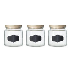 @home Glass Container W chalk Label 3PC