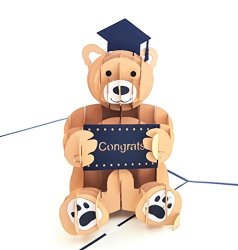 Igifts And Cards Graduation Bear 3D Pop Up Greeting Card - Success Hard Work Memories Congrats Congratulations - Folds Flat - Graduation Celebration School Ends