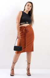 Ladies Paperbag Skirt - Rust - Rust 40