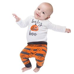 Sharemen Newborn Infant Baby Girl Boy Pumpkin Romper Top+pants+hat Halloween Costume Jumpsuit Outfits 12-18 Months White