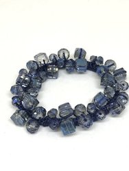 Ponytail Tie Hair Tie Bracelet With 48 Crystal Beads Handmade With High-ended Quality Dark Blue
