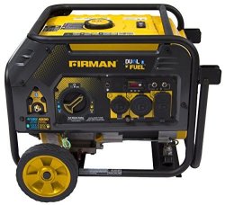 Firman H03652 4550 3650 Watt Recoil Start Gas Or Propane Dual Fuel Portable Generator Carb And Cetl Certified With Wheel Kit Black