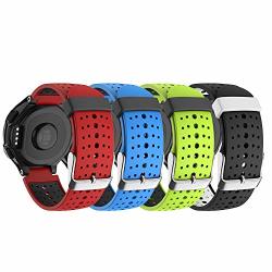 Isabake Watch Band For Garmin Forerunner 235 230 220 620 630 735XT GARMIN Approach S20 S5 S6- Soft Silicone Replacement Strap One Size Fits All MULTI-4PC