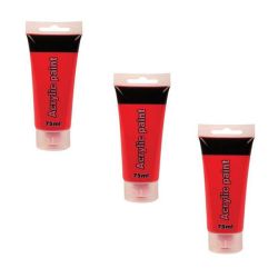 3 Acrylic Red Pigment Paint Tubes 75ML