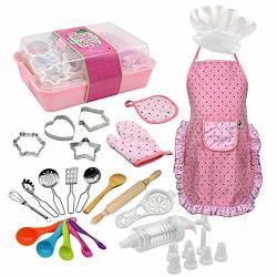 Teepao 11 18 Pcs Kids Baking Kit Children Kitchen Bake Playset Accessories Chef Role Play Costume Set With Chef Hat Apron Cupcake Mold Oven Glove