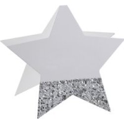 Silver Glitter Star Christmas Place Cards White And Silver Pack Of 6