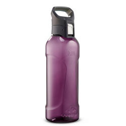 Plastic Tritan Hiking Flask With Quick Opening Cap MH500 0.8 Litre Purple