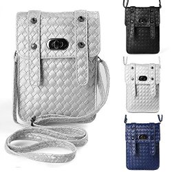 Vangoddy Hybird Universal Wallet Carrying Pouch Case For Blackberry Motion Aurora Keyone Priv Leap Blu Vivo Dash Pure Life Studio Win Series Up To 6.3" Silver