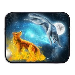 Ice Fire Wolf Print Business Briefcase Laptop Sleeve For 13 Inch Macbook Pro Air Lenovo Samsung Sony