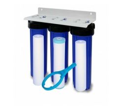 3 Stage 20 Inch Big Blue Filter System With 50 Micron Sediment Filter Carbon Filter And 5 Micron Sediment Filter - Steel Powder Coated Bracket