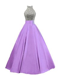 Heimo Women's Sequined Keyhole Back Evening Party Gowns Beaded Formal Prom Dresses Long H123 4 Lilac