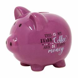 Dicksons Drink Coffee And Be Happy Money Berry Purple 5 X 5 Glossy Ceramic Toy Piggy Bank