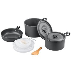Terra Hiker 16-PIECE Outdoor Camping Cookware Set Compact & Light Stackable Cookware Tableware With Nonstick Coating Including Frying Pan Cooking Pots Bowls Spoon Ladle