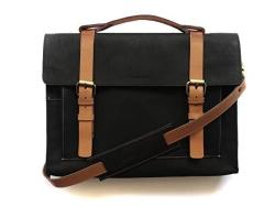 Chalk Factory Heavy Leather Messenger Bag Custom Made For Hp 250 G3 15. 6-INCH Laptop Hndl Black