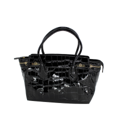 Croc Ebony Birkin Leather Handbag |LE225