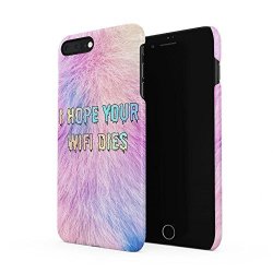 I Hope Your Wifi Dies Pink Animal Fur Hard Plastic Phone Case For Iphone 7 Plus & Iphone 8 Plus