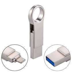 RQW-10D 2 In 1 USB 2.0 & 8 Pin 128GB Flash Drive For Iphone & Ipad & Ipod & Most Android Smartphones & PC Computer