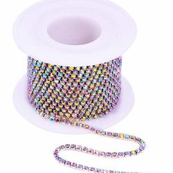 BLINGINBOX Rhinestones Chain ss8-2.5mm,Crystal-Gold Bottom 10 Yards/R 4 Sizes Crystal/Crystal AB Glass Sew On Rhinestones Cup Chain With Silver/Gold Button Sew On Trim 