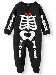 Assorted Policeman Pumpkin Cat Ghost Skeleton Baby Boys & Girls Halloween Footed Sleeper 6-9 Months Red white Skeleton