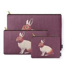 SOCIETY6 Lapin Catcheur Rabbit Wrestler Carry-all Pouch Set Of 3