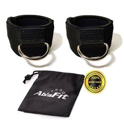 Abrafit Premium Ankle Straps For Cable Machines Pack Of 2 Neoprene Padded Ankle Straps With D-ring Free Carry Case Included