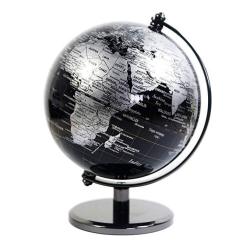 KiaoTime 5 Inch Diameter Black Sea Vintage World Globe Antique Decorative Desktop Geographic Globe Rotating Earth Geography Globe Educational Globe Kids Gift Black With Metal Base
