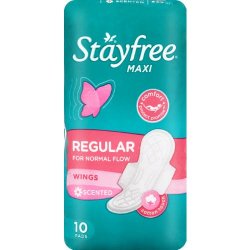 Stayfree Sanitary Pads Maxi Regular Thick Wings Scented Pack Of 10