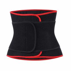 Danala Women's Waist Trainer Belt Neoprene Tummy Control Waist Cincher Sport Girdle For Workout Black Red S