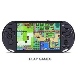 Greatall Games Console Gba nes Handheld Game Machine Classic Nostalgia X9 Rechargeable 5.0 Inch 8G Handheld Retro Game Console Video MP3 Player Camera Black