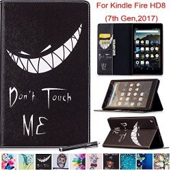 Case For All-new Amazon Kindle Fire HD 8 7TH Generation 2017 Release - Newshine Pu Leather Protective Folio Folding Stand Cover Case With Card Slots&money