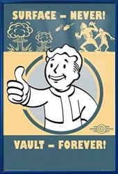 Fallout 4 - Framed Gaming Poster Print Vault-tec Vault Boy - Surface - Never Vault - Forever Size: 24" X 36"