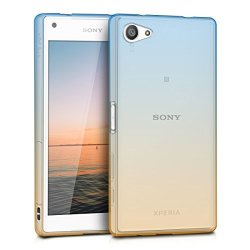 Kwmobile Case For Sony Xperia Z5 Compact - Clear Tpu Soft Phone Cover - Bicolor Design Blue yellow transparent