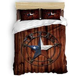 Yogaly Home Bedding Set 4 Pieces Twin Size For Adults teens children baby Western Texas Star Rustic Wood Printed Bed Sheets Duvet Cover Flat Sheet