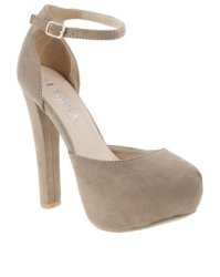 Utopia Pixie Platform Ankle Strap Heels in Taupe