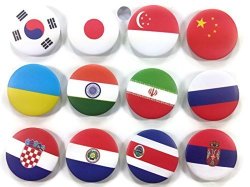 Set 4 Of 1.25 Inches 12 National Flag Badge Button Pin