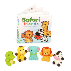 Finger Puppets Safari Animals Bath Play With Colour Changing Book