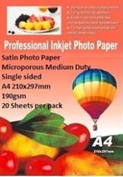 EBOX E-box Satin Photo Paper- Microporous Coated Medium Duty- Single Sided A4 210X297MM-190GSM-20 Sheets Per Pack Retail Box