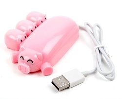Portable Pink Pig USB 2.0 High Speed Extension 3-PORT Hub Adapter For The Trekstor Primebook C13 Trekstor Primebook P13 - By Duragadget