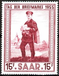 Germany 1955 Saar "day Of Stamp 1955" 15F Mounted Mint