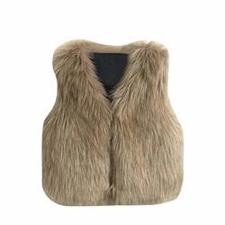 Toddler Baby Girls Kids Winter Warm Clothes Faux Fur Waistcoat Thick Coat Outwear Vest Tops 3-7 T 6-7 Years Old Khaki