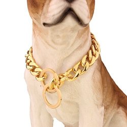 FANS JEWELRY Strong 13 15 19MM Gold Plated Stainless Steel Nk Chain Dog Collar Choker Necklace 12-36INCH 22INCHES 15MM