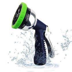 Wsiiroon Garden Hose Nozzle - Metal Hand Sprayer Watering Nozzle - High Pressure - Slip Resistant - 9 Adjustable Watering Patterns For Car Wash