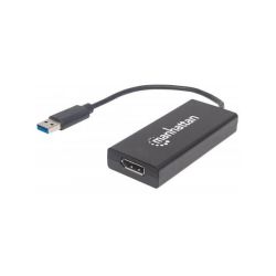 Manhattan 152327 Superspeed USB 3.0 To Displayport Adapter - Converts USB 3.0 A To Displayport Output 4K Black